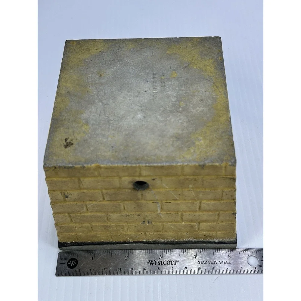 Vintage Yellow Cast Aluminum Stacked Brick Base‎ Toy Railroad Bridge Statue